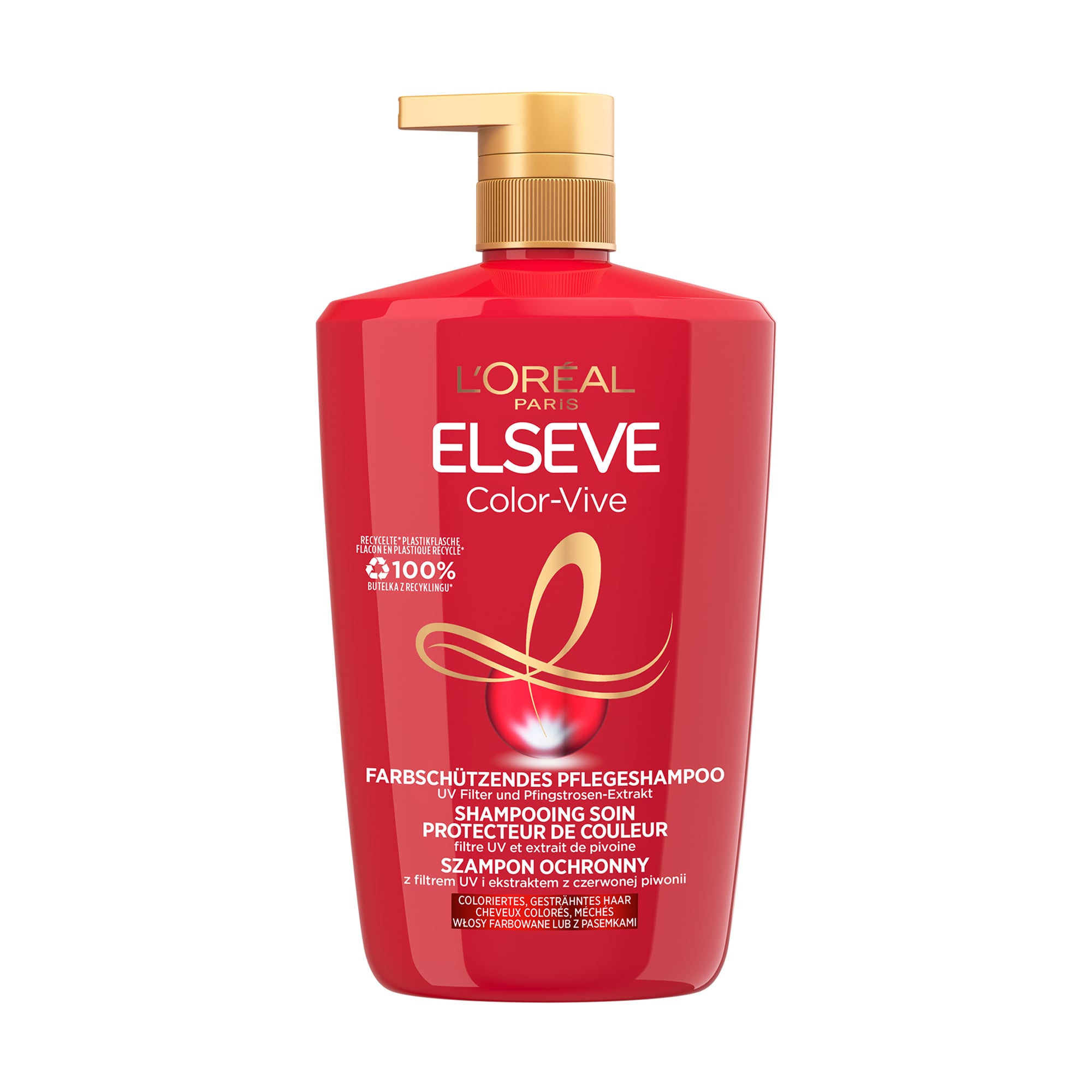 Шампунь L'Oreal Paris Elseve Експерт кольору, для фарбованого або мелірованого волосся, з екстрактом півонії та UV-фільтром, 1 л